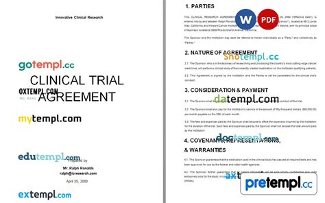 copy  clinical trial agreement word  fully editable pretempl
