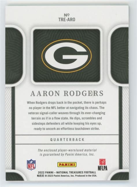 Panini National Treasures Tremendous Treasures Aaron Rodgers