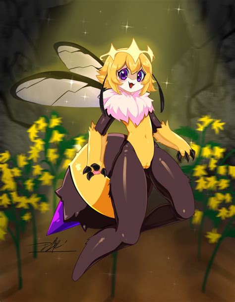 Rule 34 1girls Anthro Bee Blonde Hair Bottomless Crown Denva9 Flying Looking At Viewer Monster