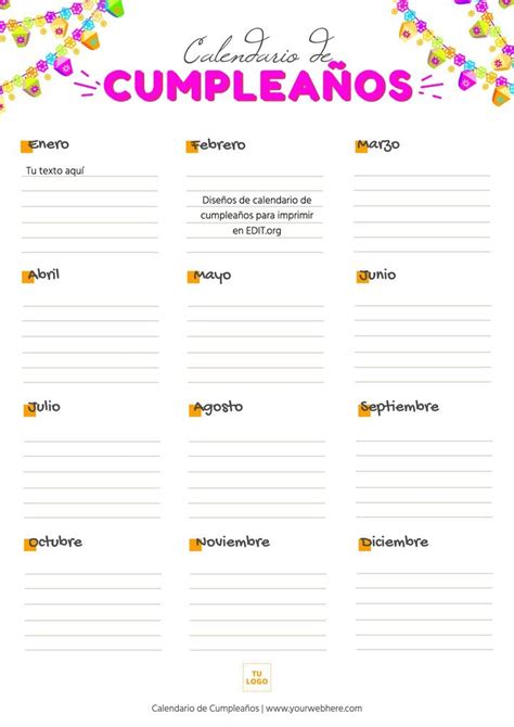 Actualizar Imagen Calendario De Cumplea Os Para Oficina Editable