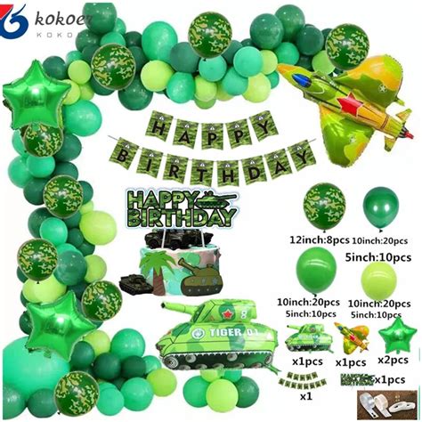 Pcs Military Army Party Camouflage Balloons Garland Fighter Tank