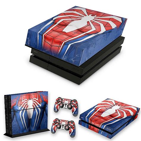 KIT PS4 Fat Skin E Capa Anti Poeira Spider Man Homem Aranha 2 Pop