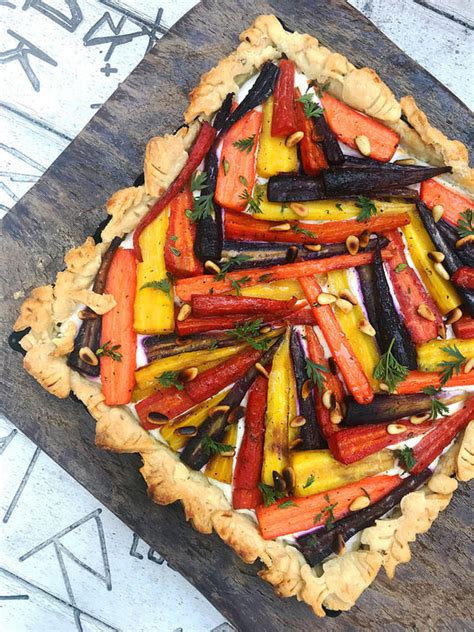 Rainbow Carrot And Ricotta Tart