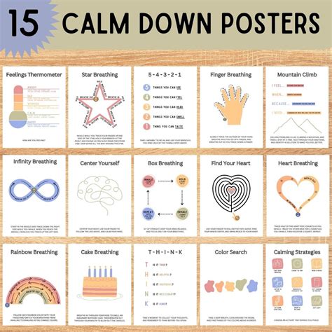 Calm Down Posters 15 Mindfulness Signs Calm Down Corner Classroom Decor ASD ADHD Breathing ...