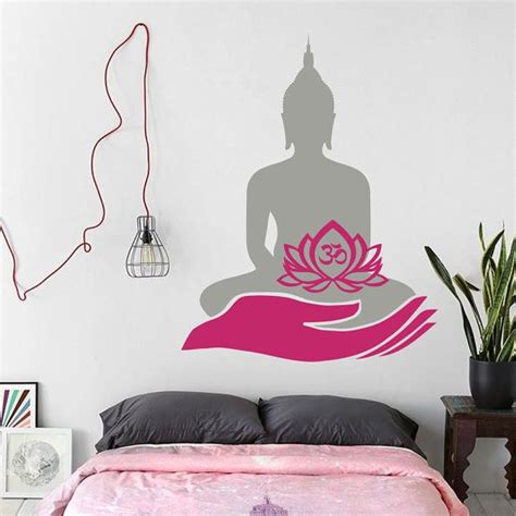 Wall Decal Lotus Flower Om Namaste Symbol Hand Vinyl Sticker Murals