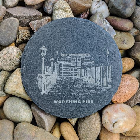 Iconic Worthing Landmark Coaster Set Laser Engraved Slate Etsy Uk