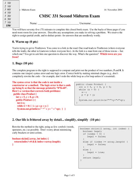 Fillable Online CMSC 331 Second Midterm Exam Csee Umbc Edu Fax Email