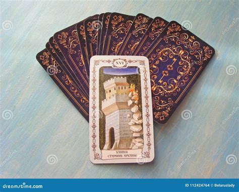 Tarot Cards Medieval Close Up with Russian Title the Tower Tarot Decks ...