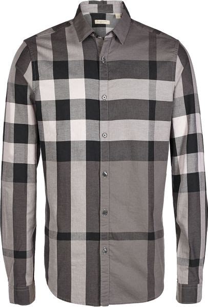 Burberry Shirt Plaid In Gray For Men Lyst