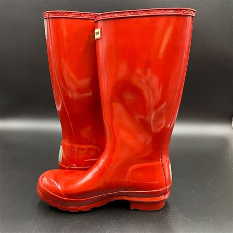 Hunter Tall Gloss Red Rain Boots Womens Size 6 Gem