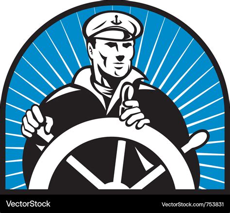 Ship Captain Helmsman Sailor Helm Royalty Free Vector Image