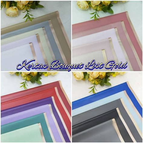 Jual Wrapping Paper Variasi Bouquet Flower Line Color Gold Cellophane