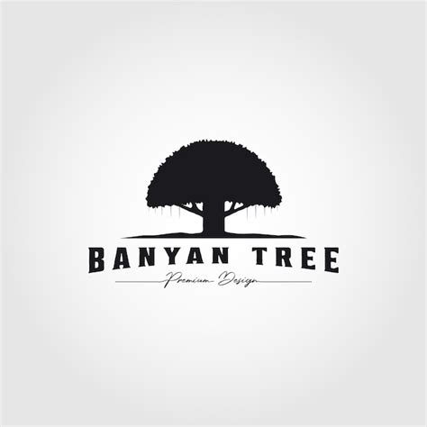 Premium Vector Banyan Tree Logo Vintage Vector Illustration Template