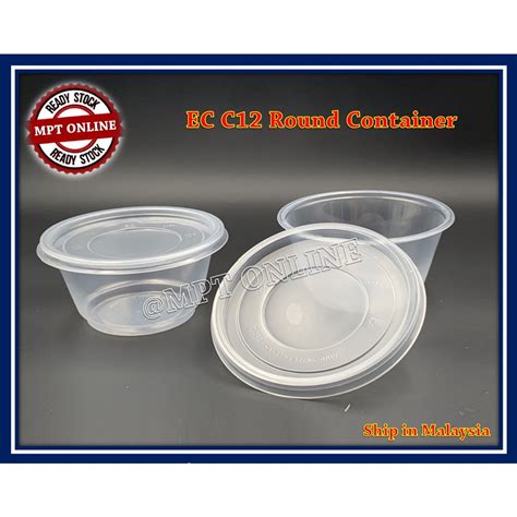 EC C12 Disposable Plastic Round Container Tupperware Plastik Bulat