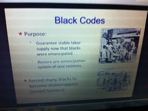 The Black Social History Black Social History Black Codes United