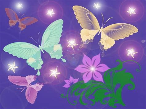 Stars Butterflies Butterflies Colorful Stars Design Hd Wallpaper