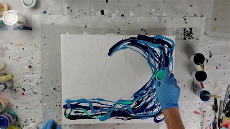 24 Acrylic Ocean Wave With Blow Dryer Pour Painting Fluid Art