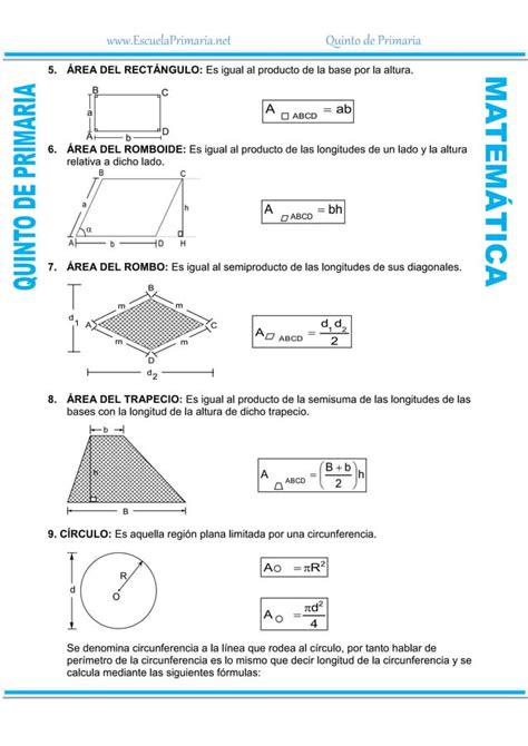 Perímetros y Áreas para Quinto de Primaria doc