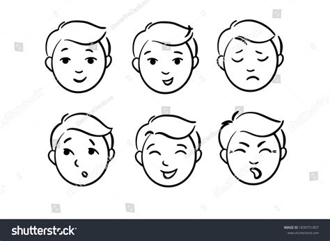 Kids Different Types Moods Set Faces Stock Vector (Royalty Free ...