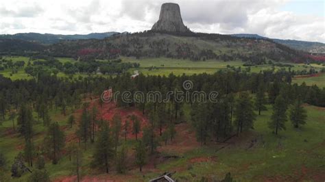 Panoramic Aerial View Of Devils Tower National Monument At Summer