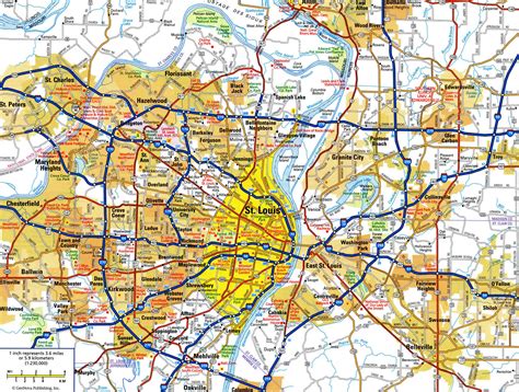 Road Map Of St Louis Missouri Usa Street Area Detailed Free Highway Large