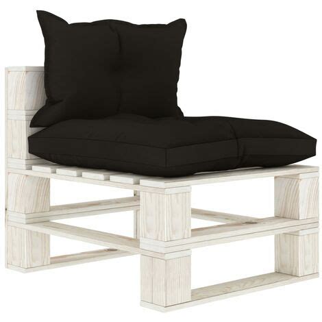 Canap De Milieu Palette De Jardin Avec Coussins Noir Bois