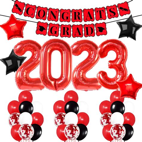 Katchon Red And Black 2023 Balloons Graduation Set Pack