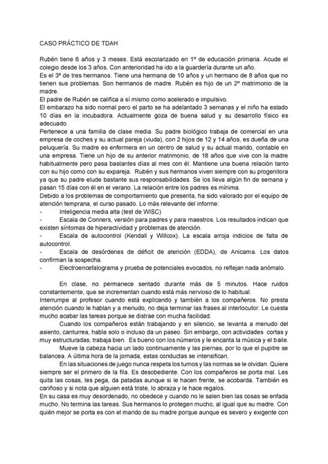 Práctica tema4 CASO PRÁCTICO DE TDAH Rubén tiene 6 años y 3 meses