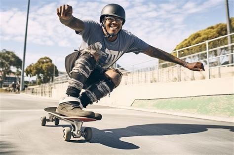 Premium Ai Image A Man Riding A Skateboard On A Skateboard Ramp