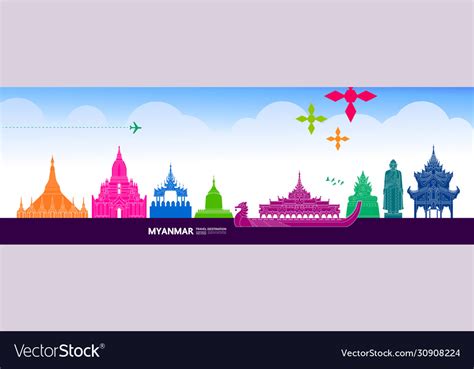 Myanmar Travel Destination Royalty Free Vector Image