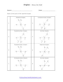 Adjacent, Supplementary, Complementary, and Vertical Angles Worksheets ...