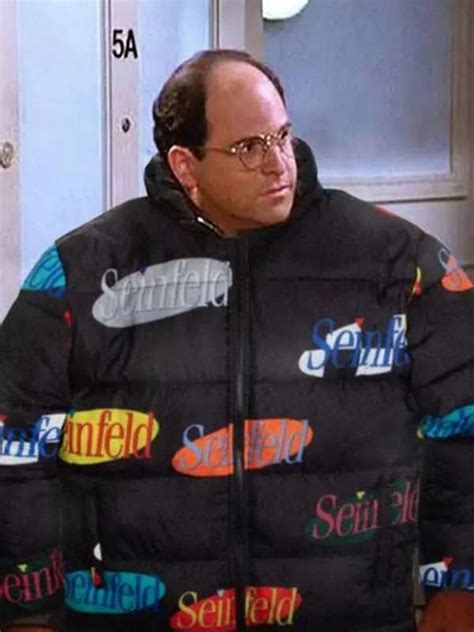 Seinfeld Multi Logo Puffer Jacket Seinfeld George Costanza Jacket