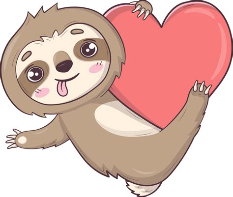 Cute Sloth Stickers Valentines Day 23948940 Png