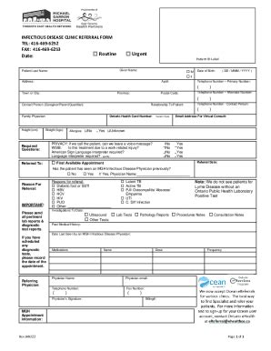 Fillable Online Infectious Disease Clinic Referral Form Tel Fax Email