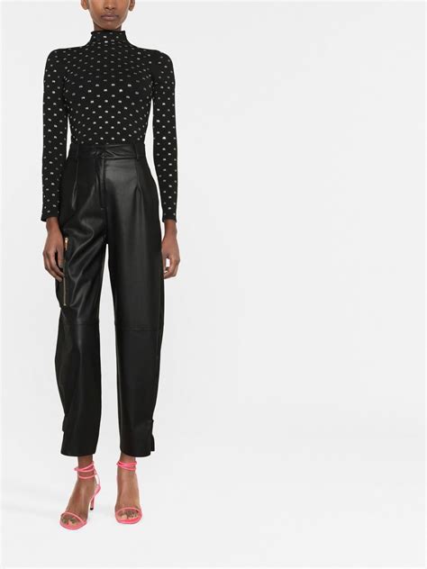 Blanca Vita Tapered Leg Faux Leather Cargo Trousers Black Farfetch