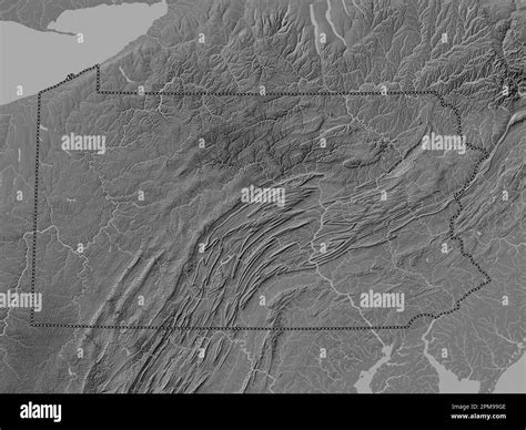 Pennsylvania State Of United States Of America Bilevel Elevation Map With Lakes And Rivers