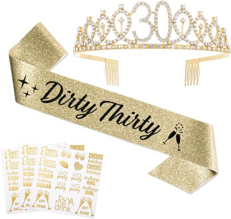 Amazon Dirty Thirty Sash Rhinestone Tiara Kit Glitter Birthday