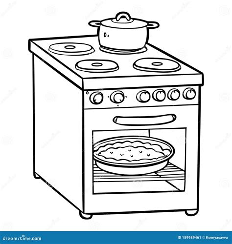 Coloring Book for Children. Electric Stove Stock Vector - Illustration of cooktop, device: 159989461