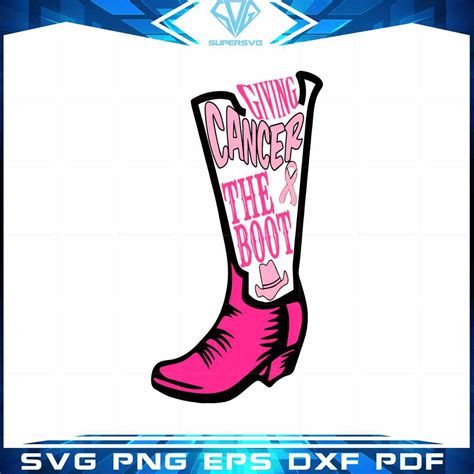 Breast Cancer Awareness Cowboy Boot Svg Cutting Files