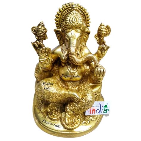 Buy ARTSIKIA Explore India Brass Ganesh Statue Golden Ganesha