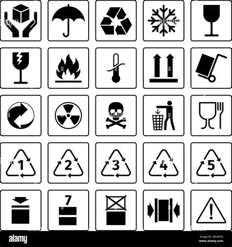 Símbolos De Embalaje Iconos De Envases Vectoriales Con Reciclaje De