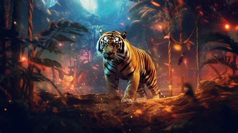 Premium Photo There Is A Tiger Walking Through A Jungle With A Full