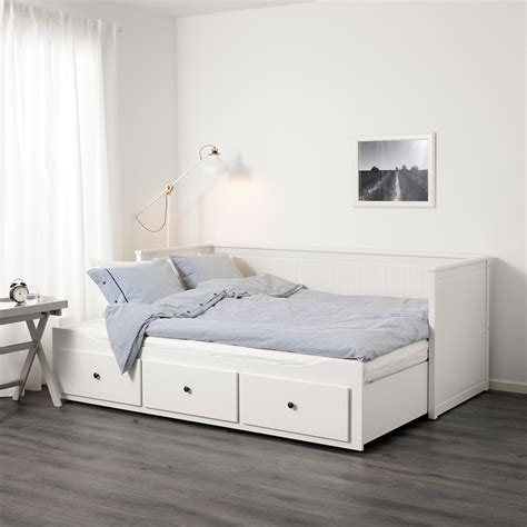 HEMNES Lit banquette 2p (struct + matelas) - blanc/Malvik ferme - IKEA