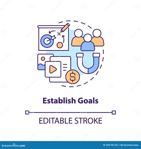 Establish Goals Turquoise Concept Icon Vector Illustration