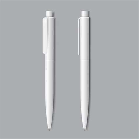 Bolígrafo Realista Blanco Vector Premium
