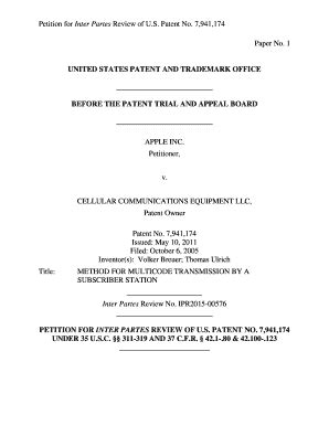 Fillable Online Petition For Inter Partes Review Of U Fax Email Print