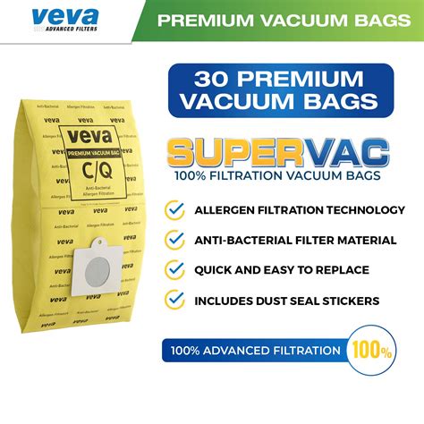 VEVA 30 Pack Premium SuperVac Vacuum Bags Type C Compatible With