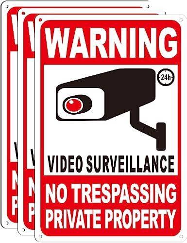 4 Pack Private Property No Trespassing Signs10x7 Inch 24 Hour Video Surveillance