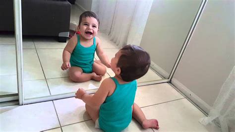 Baby Sees Himself In Mirror For The First Time YouTube