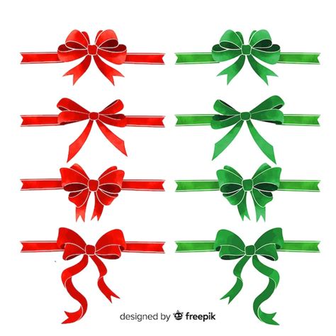 Adorável Coleção De Fita De Natal Com Design Plano Vetor Grátis